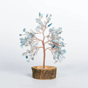 Wood Base Crystal Tree Eastern Energy Charm Desk Ornament BUDDHASOUL