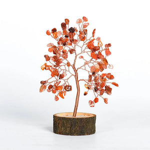 Wood Base Crystal Tree Eastern Energy Charm Desk Ornament BUDDHASOUL