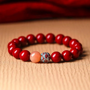 925 Silver Lotus Cinnabar Bracelet Blessed Luck Safety Eastern Jewelry BUDDHASOUL