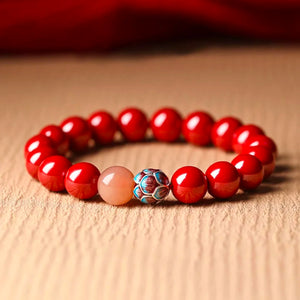 925 Silver Lotus Cinnabar Bracelet Blessed Luck Safety Eastern Jewelry BuddhaSoul