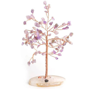 Home Office Decor Agate Base Crystal Tree for Luck and Wealth BUDDHASOUL