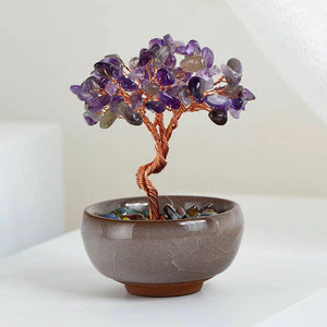 Mini Crystal Tree in Ceramic Bowl For Spiritual Growth And Luck BUDDHASOUL
