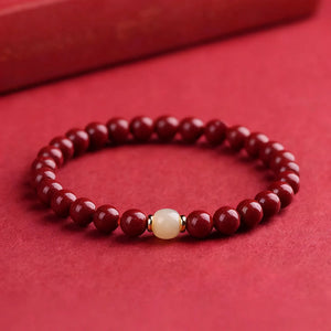 Cinnabar Hetian Jade Bracelet Eastern Luck Protection Stylish Jewelry BUDDHASOUL