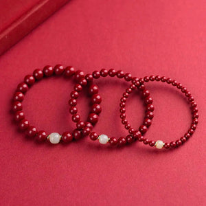 Cinnabar Hetian Jade Bracelet Eastern Luck Protection Stylish Jewelry BUDDHASOUL
