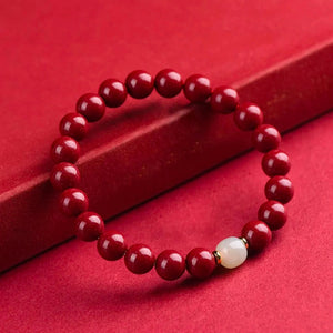 Cinnabar Hetian Jade Bracelet Eastern Luck Protection Stylish Jewelry BUDDHASOUL