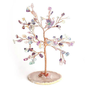 Home Office Decor Agate Base Crystal Tree for Luck and Wealth BUDDHASOUL