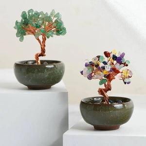 Mini Crystal Tree in Ceramic Bowl For Spiritual Growth And Luck BUDDHASOUL