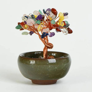 Mini Crystal Tree in Ceramic Bowl For Spiritual Growth And Luck BUDDHASOUL