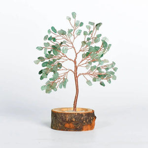 Wood Base Crystal Tree Eastern Energy Charm Desk Ornament BUDDHASOUL