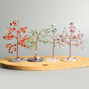 Home Office Decor Agate Base Crystal Tree for Luck and Wealth BUDDHASOUL