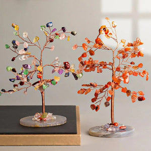 Home Office Decor Agate Base Crystal Tree for Luck and Wealth BUDDHASOUL