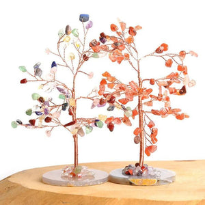 Home Office Decor Agate Base Crystal Tree for Luck and Wealth BUDDHASOUL