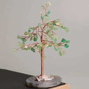 Home Office Decor Agate Base Crystal Tree for Luck and Wealth BUDDHASOUL