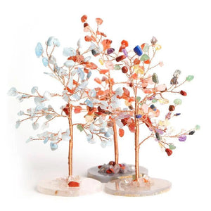 Home Office Decor Agate Base Crystal Tree for Luck and Wealth BUDDHASOUL