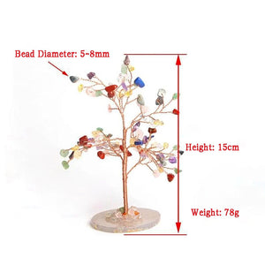 Home Office Decor Agate Base Crystal Tree for Luck and Wealth BUDDHASOUL