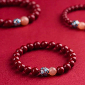 925 Silver Lotus Cinnabar Bracelet Blessed Luck Safety Eastern Jewelry BUDDHASOUL