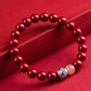 925 Silver Lotus Cinnabar Bracelet Blessed Luck Safety Eastern Jewelry BUDDHASOUL