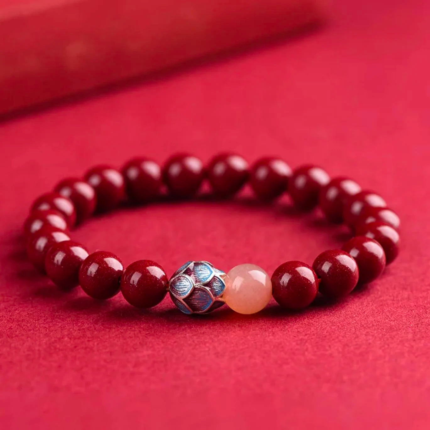 925 Silver Lotus Cinnabar Bracelet Blessed Luck Safety Eastern Jewelry BuddhaSoul