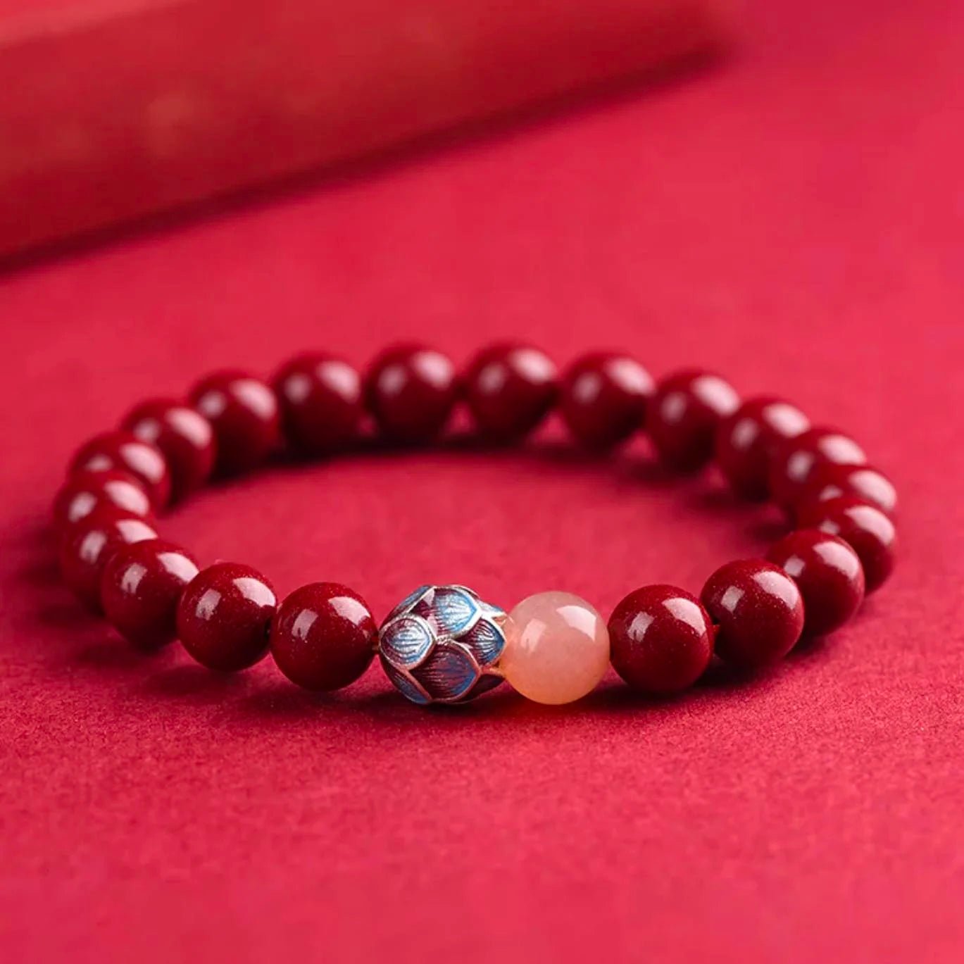 925 Silver Lotus Cinnabar Bracelet Blessed Luck Safety Eastern Jewelry BUDDHASOUL
