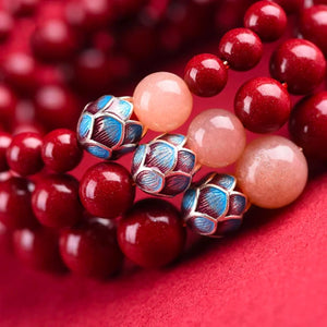 925 Silver Lotus Cinnabar Bracelet Blessed Luck Safety Eastern Jewelry BUDDHASOUL