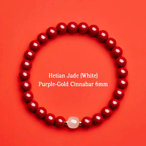 Cinnabar Hetian Jade Bracelet Eastern Luck Protection Stylish Jewelry BUDDHASOUL
