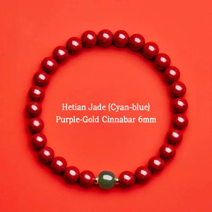 Cinnabar Hetian Jade Bracelet Eastern Luck Protection Stylish Jewelry BUDDHASOUL