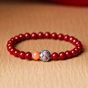 925 Silver Lotus Cinnabar Bracelet Blessed Luck Safety Eastern Jewelry BUDDHASOUL