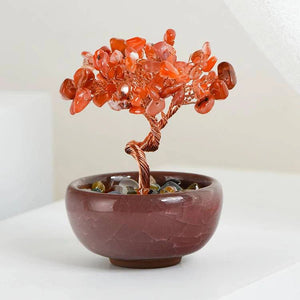 Mini Crystal Tree in Ceramic Bowl For Spiritual Growth And Luck BUDDHASOUL