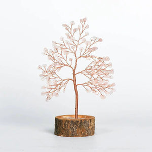 Wood Base Crystal Tree Eastern Energy Charm Desk Ornament BUDDHASOUL