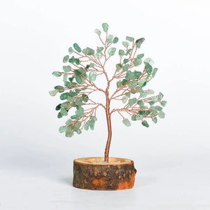 Wood Base Crystal Tree Eastern Energy Charm Desk Ornament BUDDHASOUL
