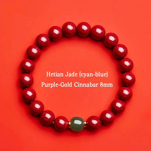 Cinnabar Hetian Jade Bracelet Eastern Luck Protection Stylish Jewelry BUDDHASOUL