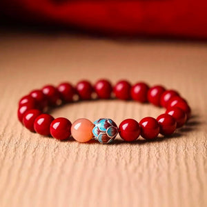 925 Silver Lotus Cinnabar Bracelet Blessed Luck Safety Eastern Jewelry BUDDHASOUL