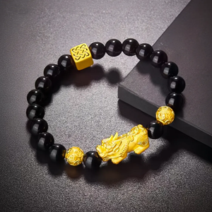 Silk Road Black Obsidian Pixiu Bracelet for Wealth & Protection BuddhaSoul