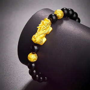 Silk Road Black Obsidian Pixiu Bracelet for Wealth & Protection BuddhaSoul