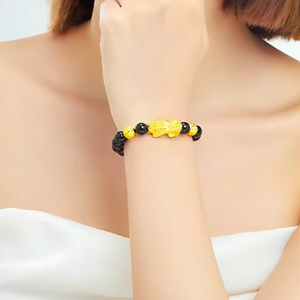 Silk Road Black Obsidian Pixiu Bracelet for Wealth & Protection BuddhaSoul