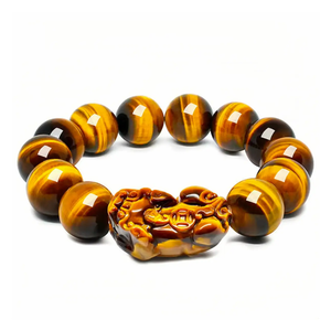 Tiger Eye Stone Pixiu Feng Shui Bracelet for Wealth & Protection BuddhaSoul