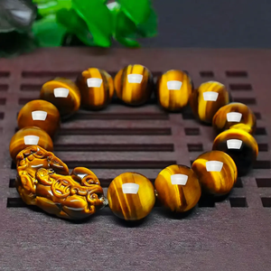 Tiger Eye Stone Pixiu Feng Shui Bracelet for Wealth & Protection BuddhaSoul