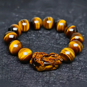 Tiger Eye Stone Pixiu Feng Shui Bracelet for Wealth & Protection BuddhaSoul
