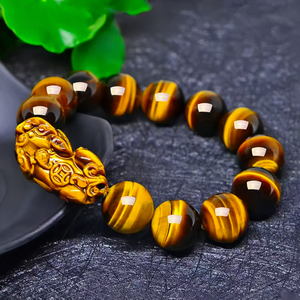 Tiger Eye Stone Pixiu Feng Shui Bracelet for Wealth & Protection BuddhaSoul