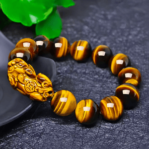 Tiger Eye Stone Pixiu Feng Shui Bracelet for Wealth & Protection BuddhaSoul