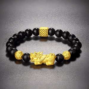 Silk Road Black Obsidian Pixiu Bracelet for Wealth & Protection BuddhaSoul