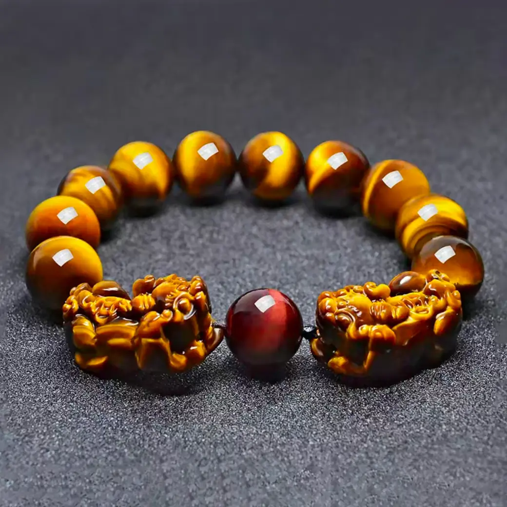 Silk Road Tiger Eye Double Pixiu Bracelet for Wealth and Protection BuddhaSoul