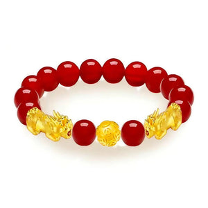 Silk Road Red Agate Double Pixiu Bracelet for Wealth and Protection BuddhaSoul