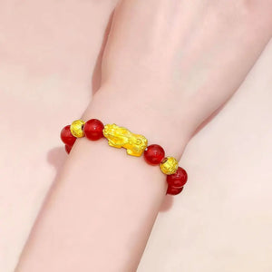 Silk Road Red Agate Double Pixiu Bracelet for Wealth and Protection BuddhaSoul