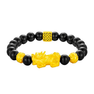 Silk Road Black Obsidian Pixiu Bracelet for Wealth & Protection BuddhaSoul