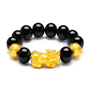 Silk Road Feng Shui Pixiu Obsidian Wealth-Attracting Bracelet BuddhaSoul