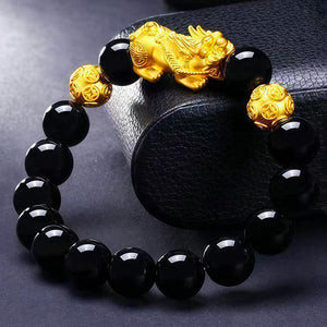Silk Road Feng Shui Pixiu Obsidian Wealth-Attracting Bracelet BuddhaSoul
