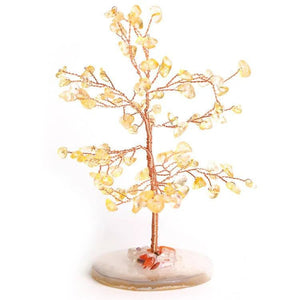 Home Office Decor Agate Base Crystal Tree for Luck and Wealth BUDDHASOUL