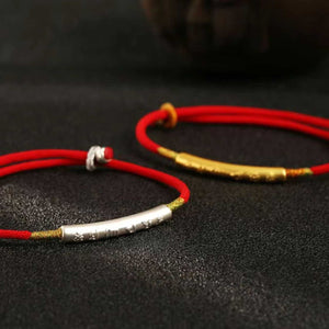 Tibetan Buddhist Six - Word Mantra Red String Bracelet for Luck BuddhaSoul