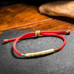 Tibetan Buddhist Six - Word Mantra Red String Bracelet for Luck BuddhaSoul